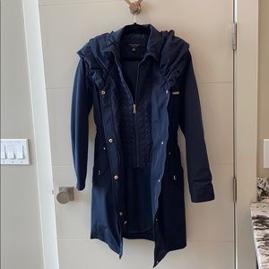Navy Blue Hooded Raincoat